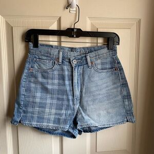 American Eagle Outfitters Plaid Crossover Jean Shorts